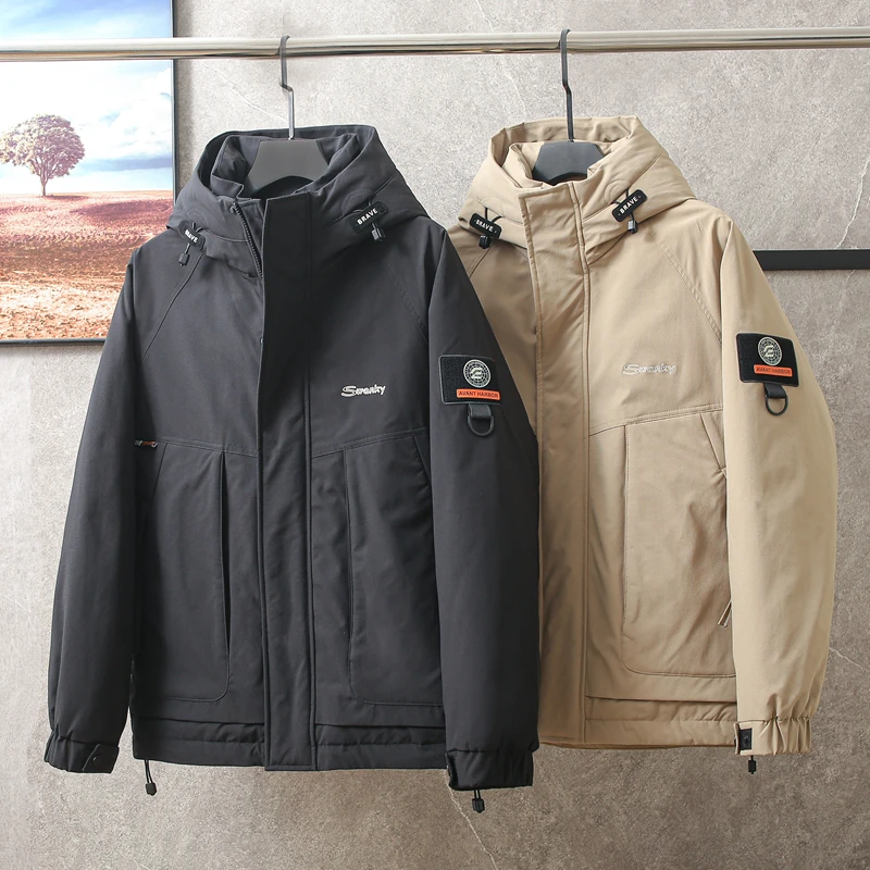 90白鸭绒保暖品牌撤柜羽绒服男款短款连帽时尚青年休闲冬装外套