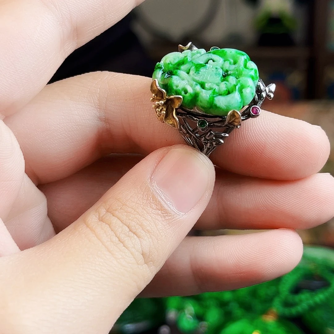 颈饰银S925镶嵌翡翠