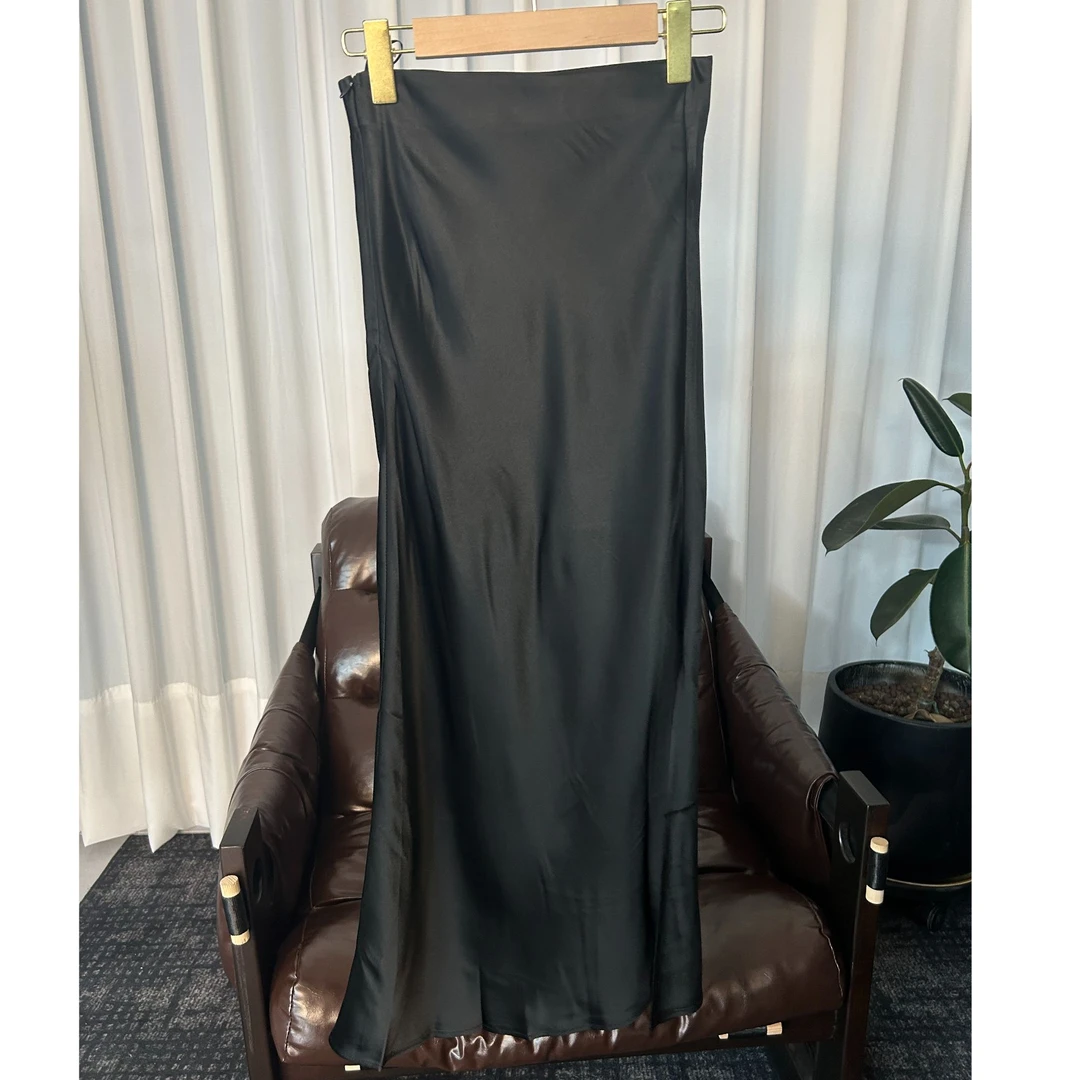 LQLINGJIE设计师款高定醋酸侧开叉鱼尾半身裙6999