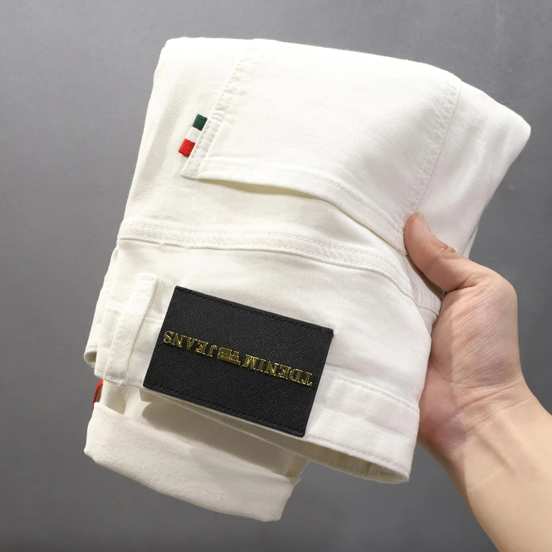 【Npkp Couture设计师】高端潮牌白色牛仔裤男欧货春秋新款修身小