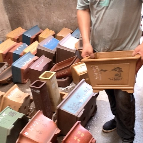 紫砂花盆手工艺品