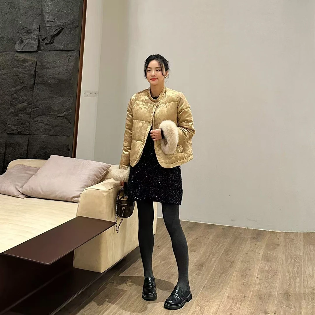 冬季鎏金岁月可拆卸毛领新中式国风羽绒服4-12-27