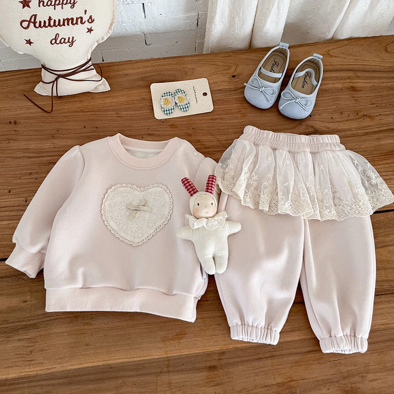 【2号】-幼羽-秋装婴幼儿宝宝卫衣单层分体女童爱心外出服-A195