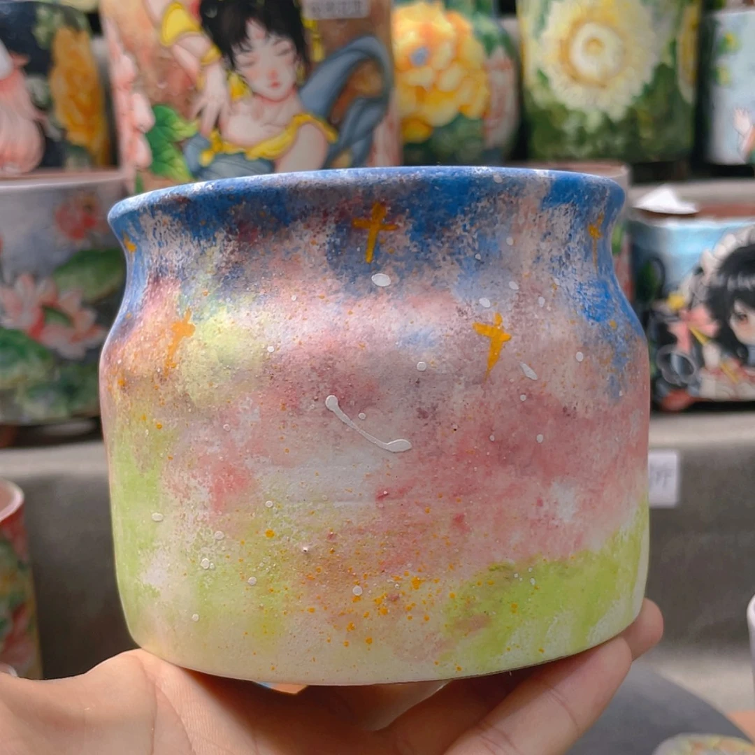 【闪购商品】瓷片雪*W炫彩花盆手绘