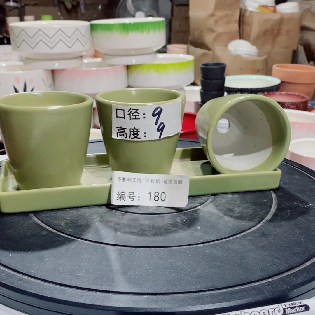 微瑕花盆-180-口9×9-1套绿