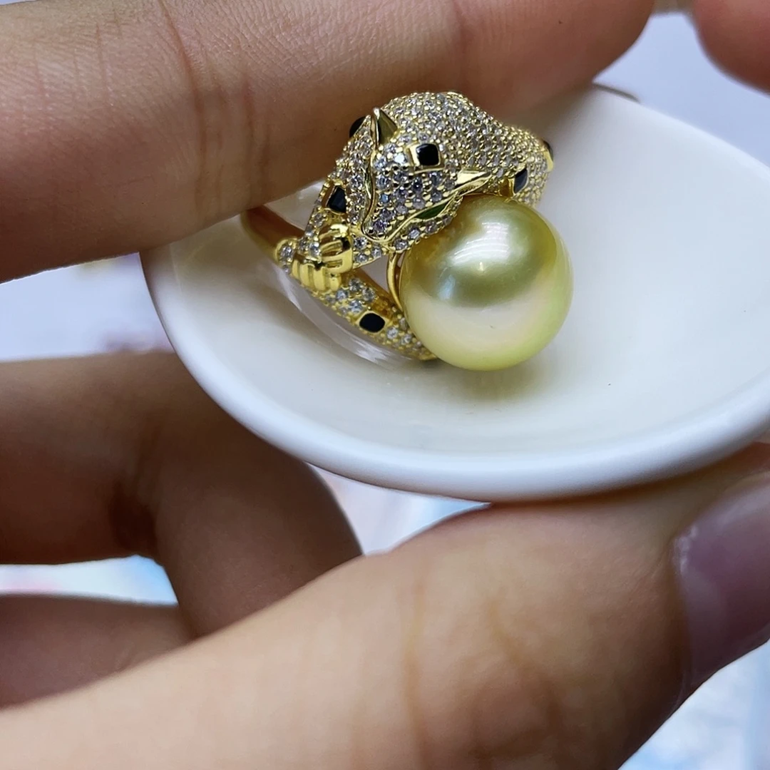 银S925镶嵌戒指海水珍珠