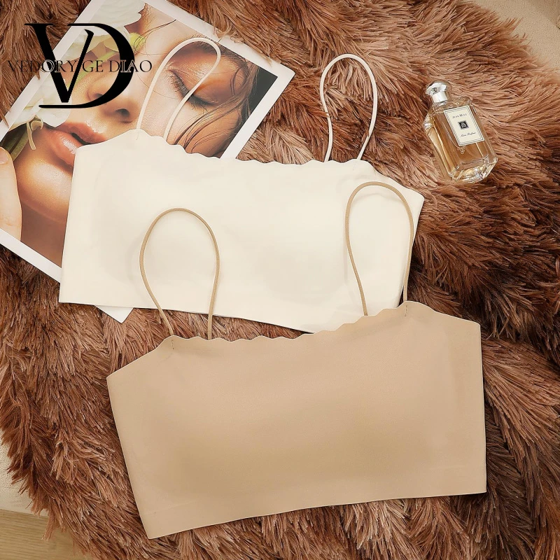 维多利亚粉底液隐形小吊带背心女内搭带胸垫美背一体式细肩带裹胸