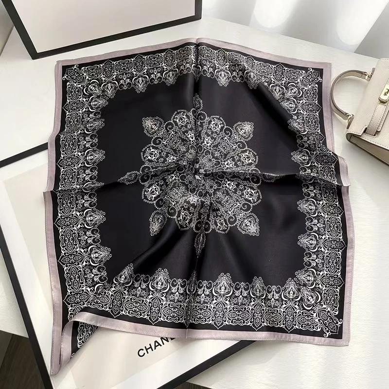 【秘语图腾】宫丽68x68cm6A纯100桑蚕丝素绉缎真丝方巾薄款百搭