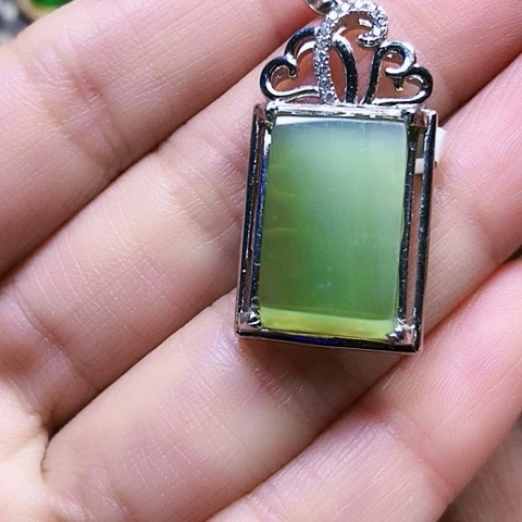 和田玉银S925镶嵌挂件