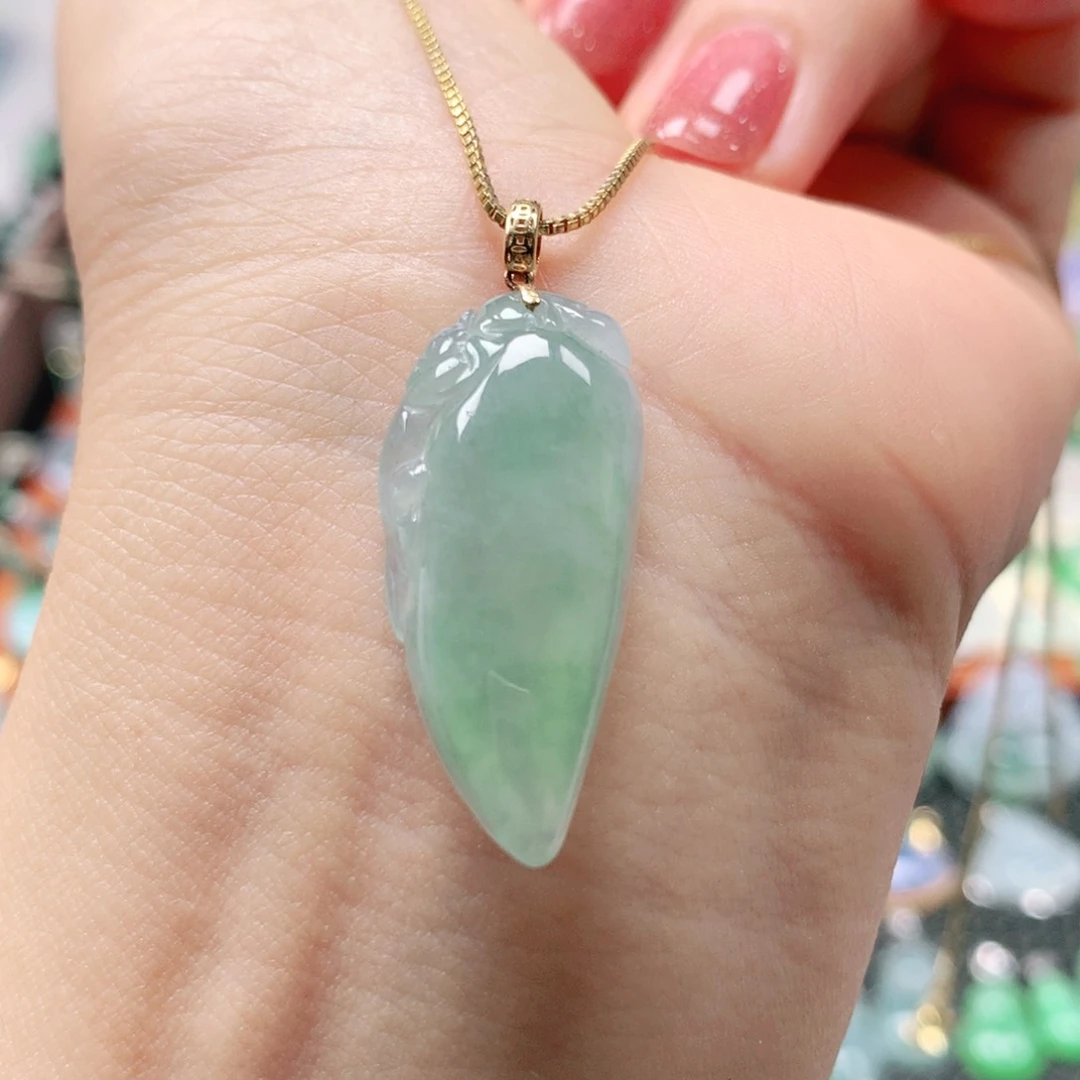 吊坠(不含链)18K金镶嵌翡翠