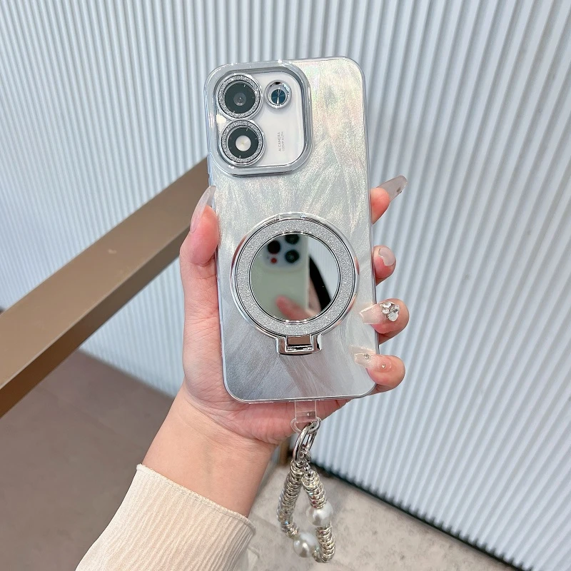 适用荣耀x70i手机壳新款高级感全包带镜头膜创意镜子支架防摔女款