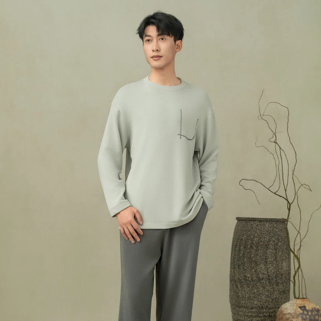 【三合竹衣】咏竹男士莫兰迪家居服套装