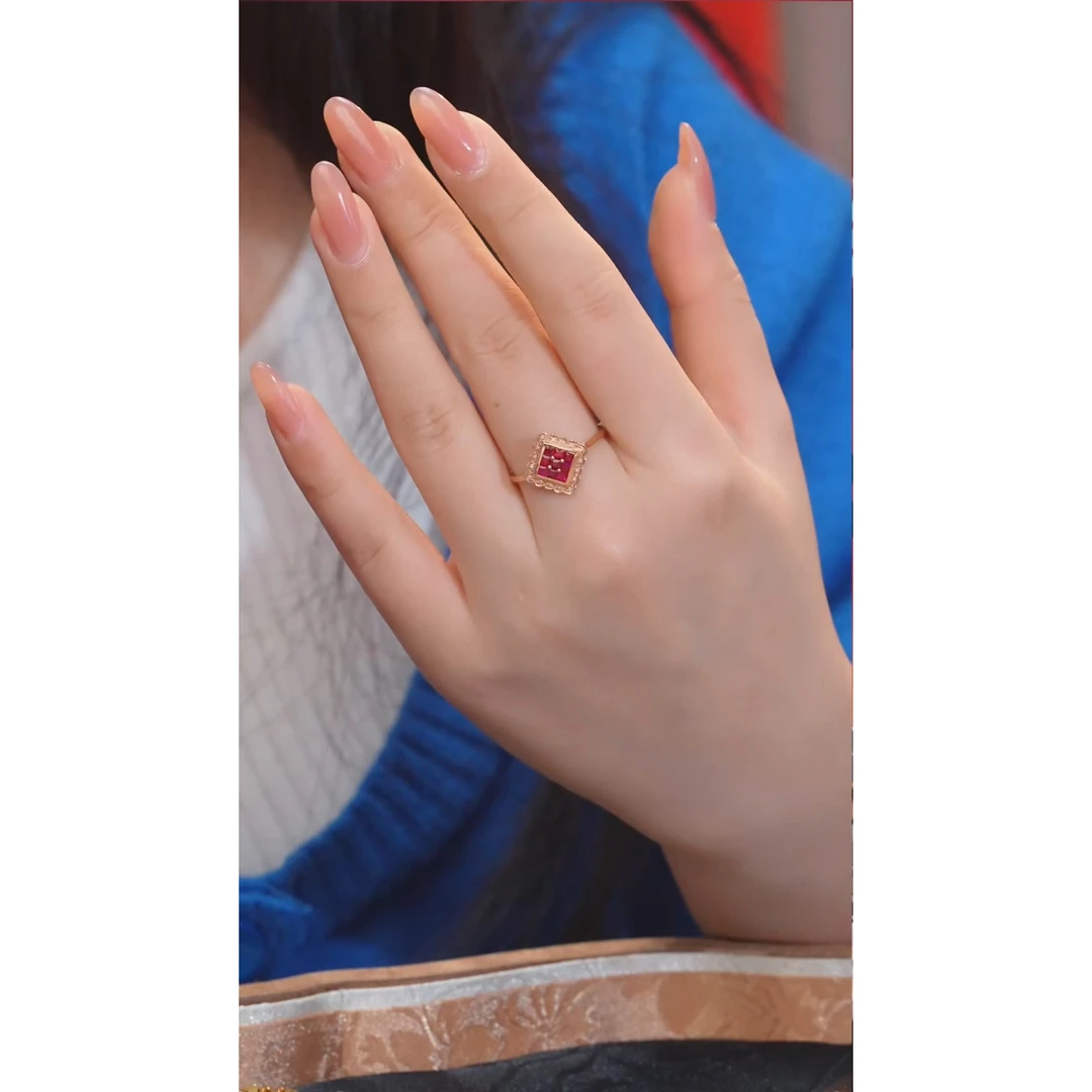 红宝石戒指18K金镶嵌@@U8552