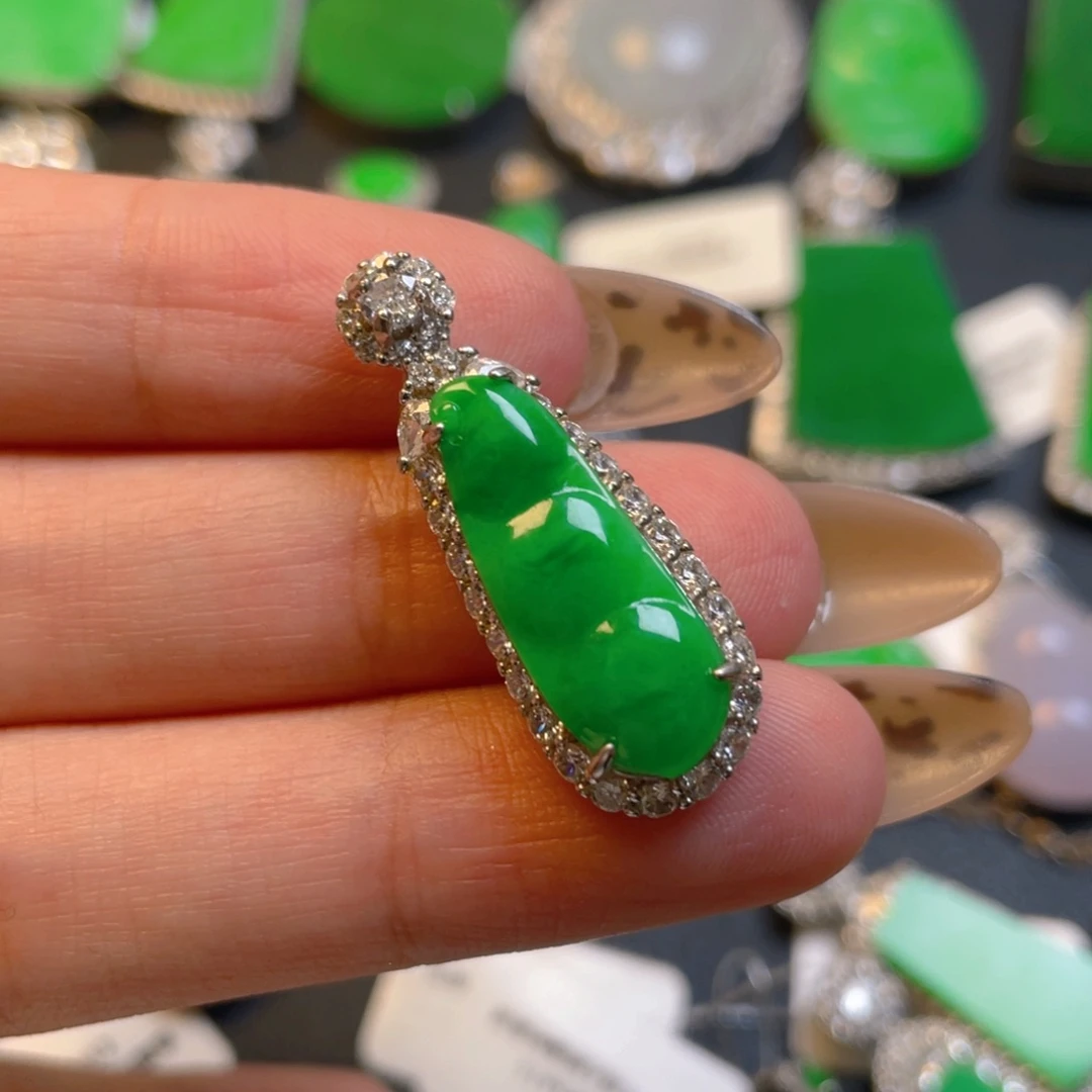 翡翠银S925镶嵌吊坠(不含链)