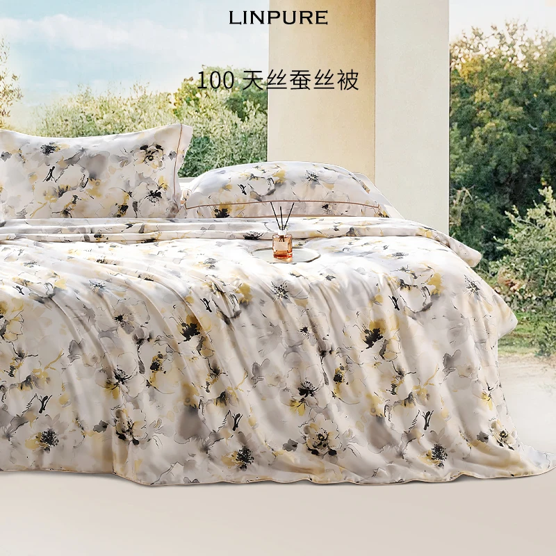 蓝铂兰精天丝蚕丝夏被空调被夏凉被被子法式时尚印花歌德的诗意