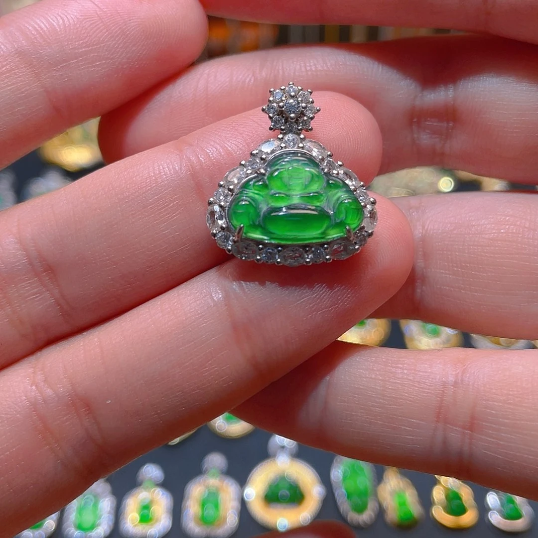 翡翠银S925镶嵌吊坠(不含链)