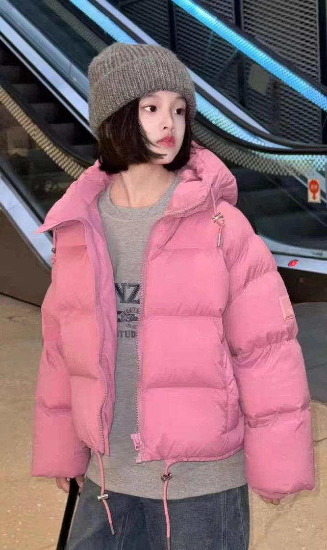 25冬款树莓粉连帽羽绒服88191韩版儿童时尚潮流新国标90白鸭绒