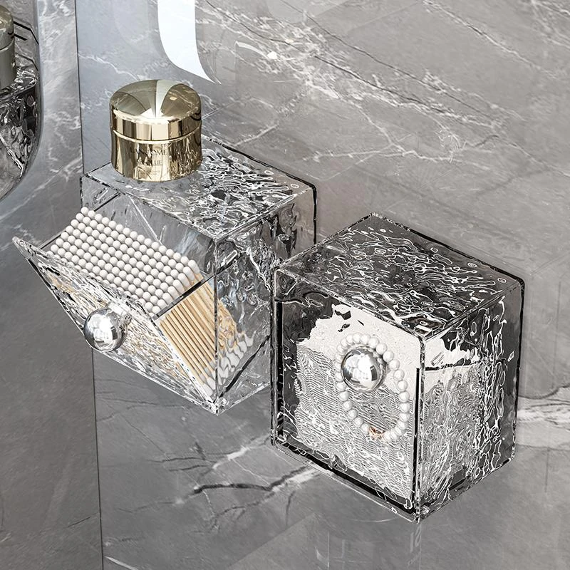 棉签收纳盒子化妆品卸妆棉口红发饰镜柜下透明壁挂亚克力小型分格