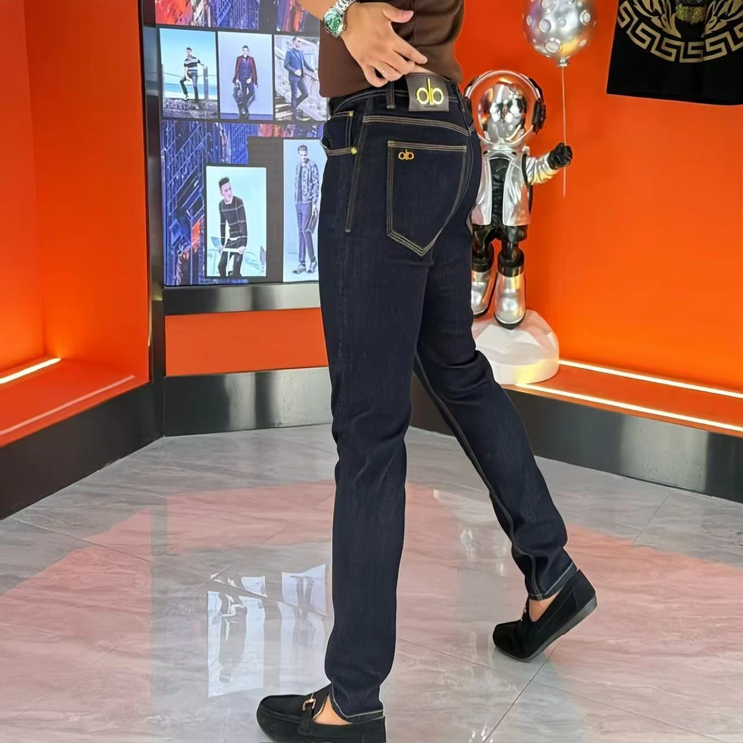 秋季新款拉链精致韩风长裤牛仔裤百搭时尚设计师男士牛仔裤-829