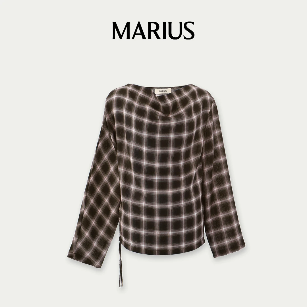 MARIUS”苏格兰“格纹荡领长袖上衣