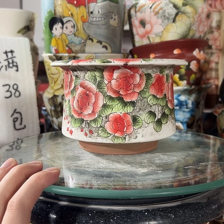 景德镇手绘花盆满38包邮偏远地区除外