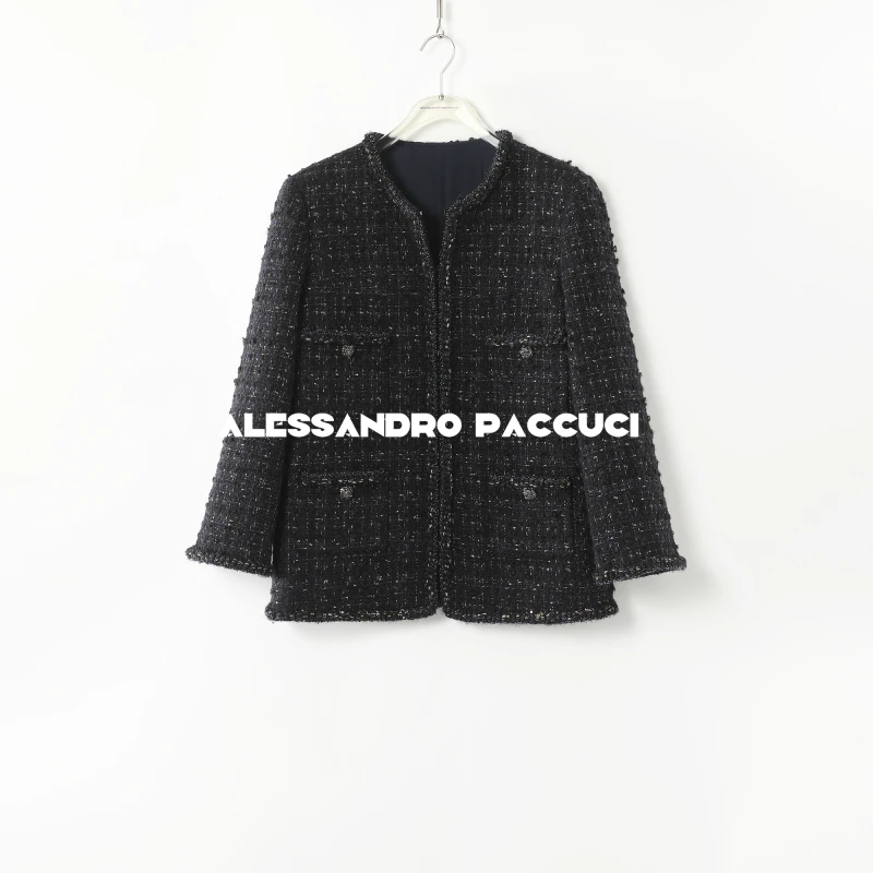 AP洛哥44181WX【黑标/夜璨流星】意大利哥伦布绵羊毛夹金小香外套