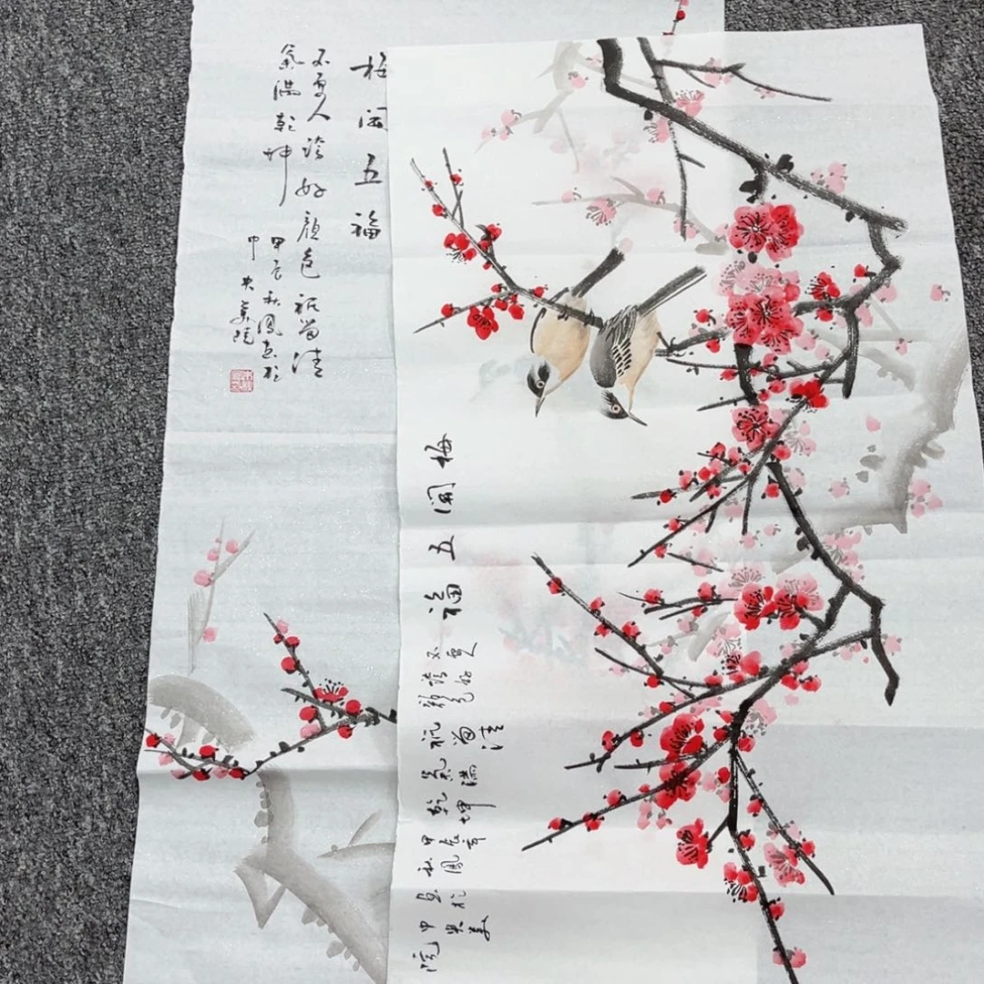 国画卖字画的小男孩