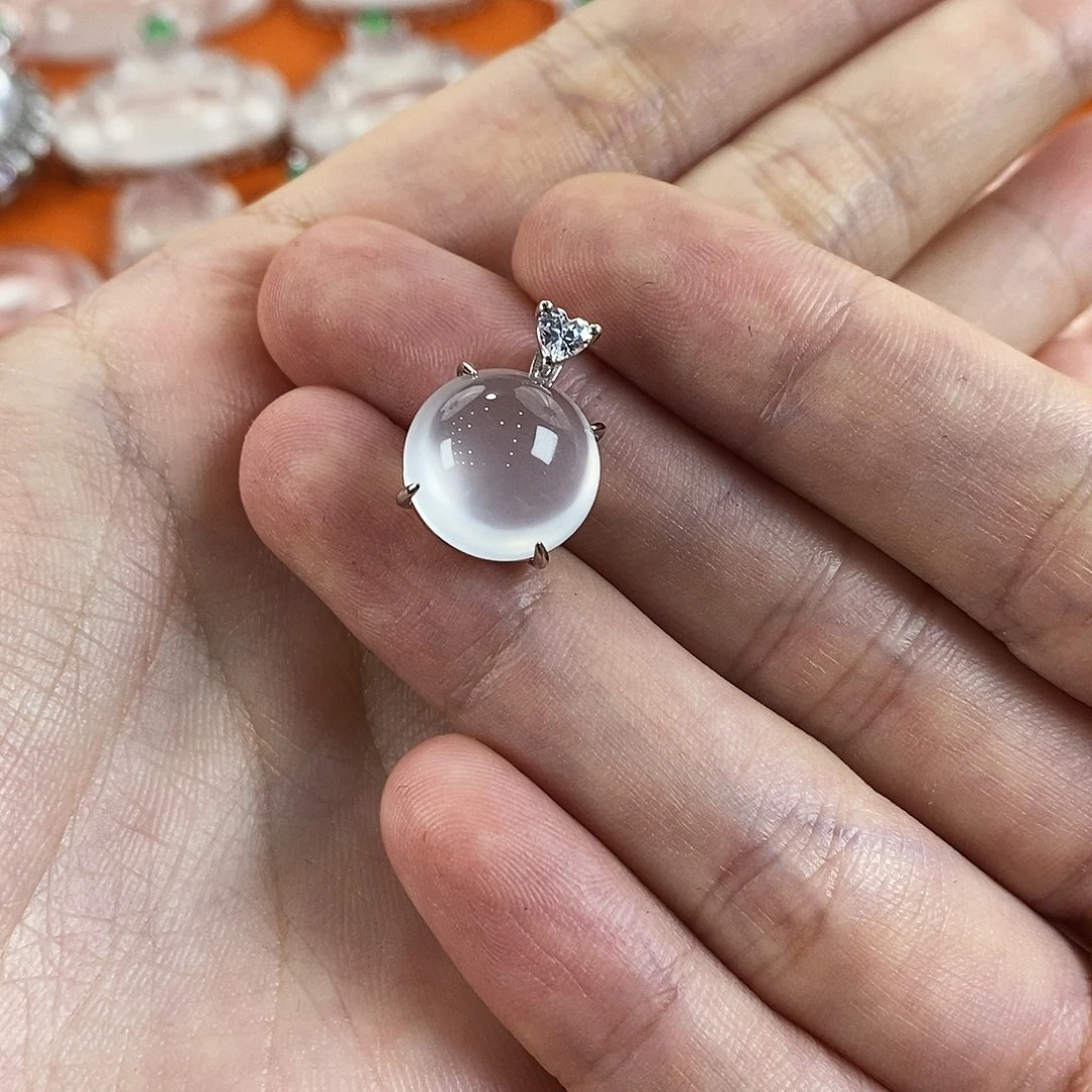 颈饰银S925镀金镶嵌石英质玉