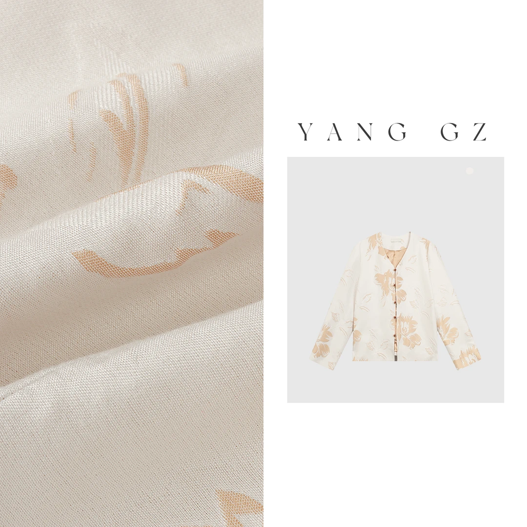 YANG GZ【金盏花开】新中式V领芍药印花春季外套女 GZ5151GL602011