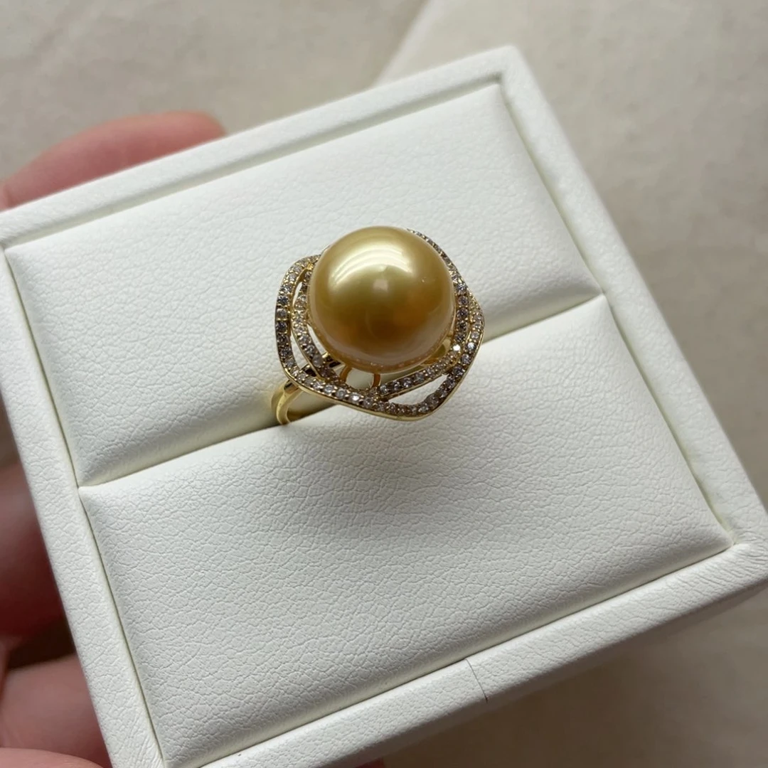 海水珍珠戒指银S925镶嵌12-13mm