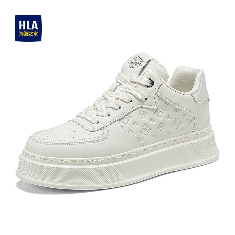 HLA/海澜之家厚底增高小白鞋2025秋冬新款时尚百搭休闲板鞋软底