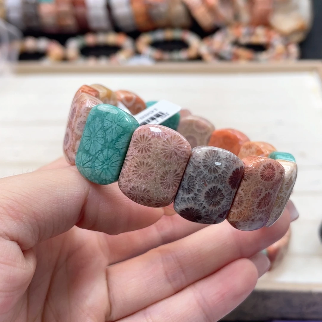 硅化珊瑚（珊瑚玉）手链未镶嵌流***爷038