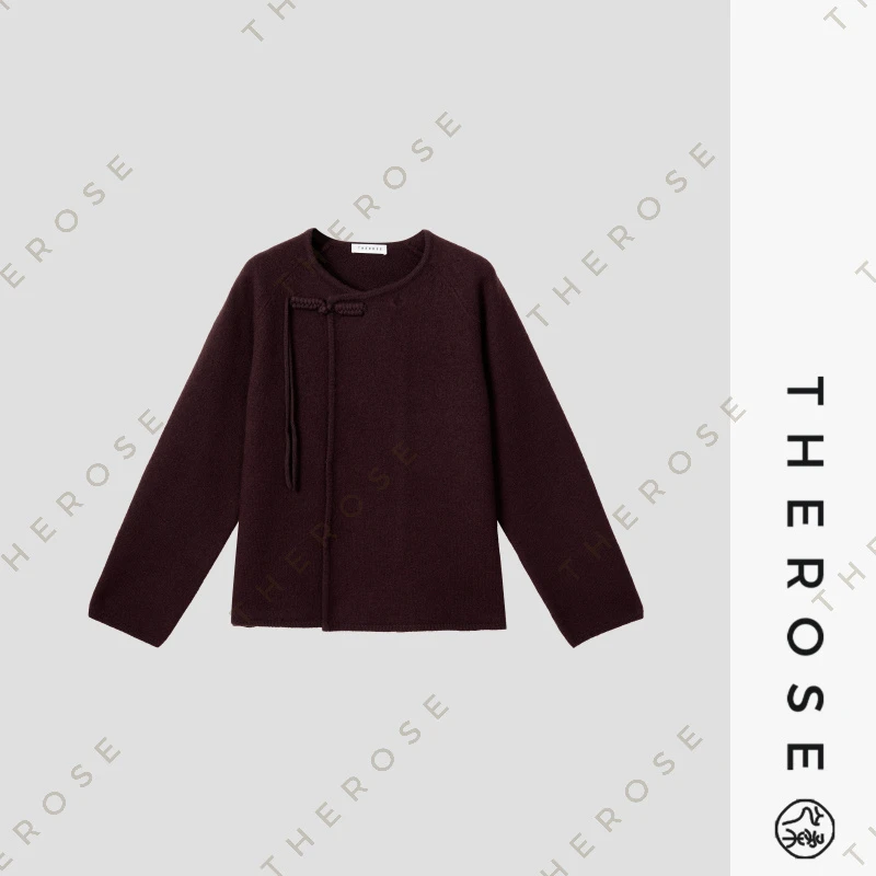 之柔【与岁相敬】时尚新中式强缩羊毛针织外套秋冬优雅盘扣外套上衣