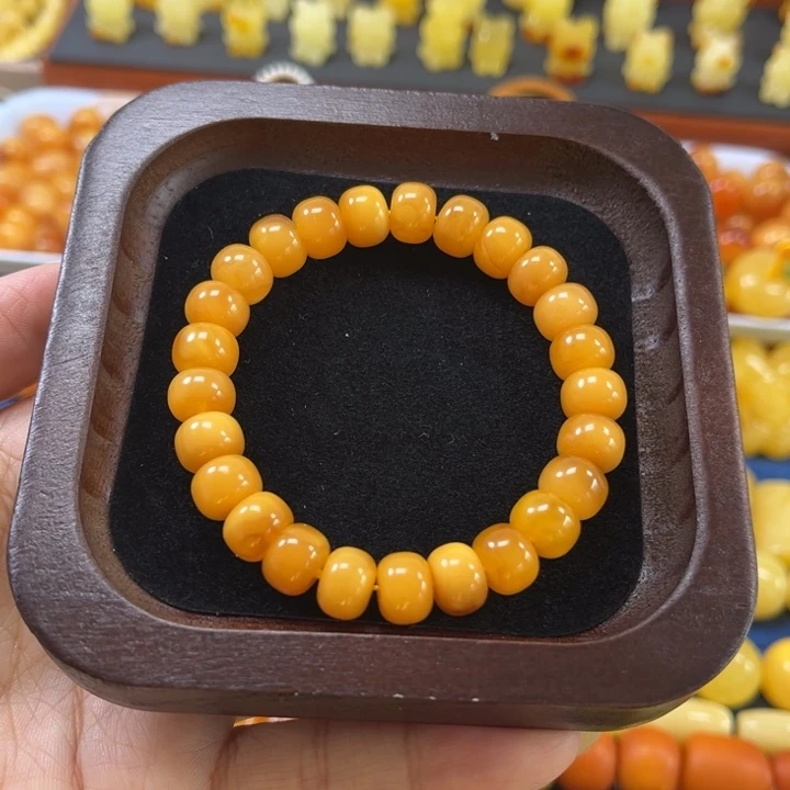 琥珀未镶嵌裸石卡9加老蜡手串精工微瑕