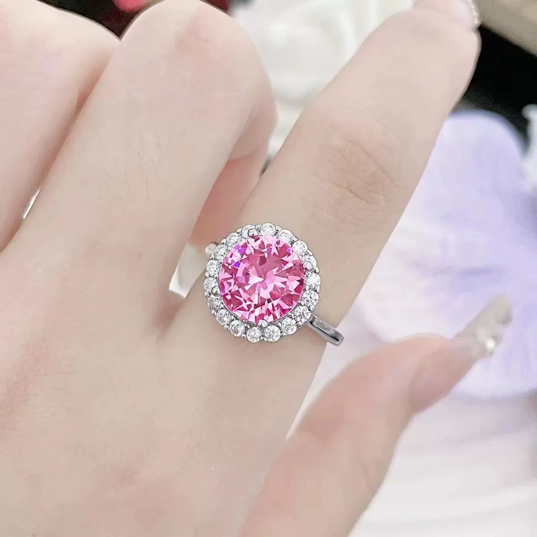 铜合金锆石戒指 气质轻奢时尚百搭紫色镶嵌满钻豪华耳环7173-3