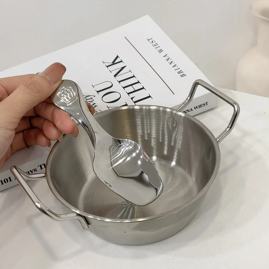 超萌304不锈钢双耳碗+340不锈钢皇冠勺