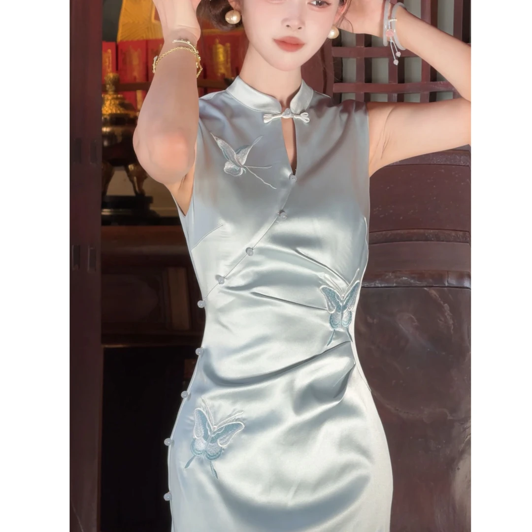 【婉婉定制】【粉黛蝶影】连衣裙CDW5LYQ7634A显瘦气质轻奢性感夏季