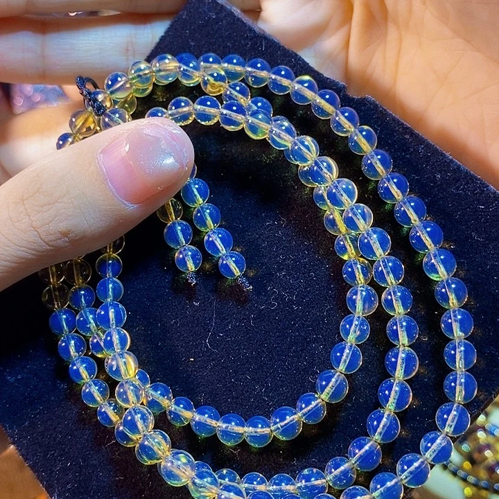 蓝珀未镶嵌珠宝奇石墨西哥蓝珀佛珠5