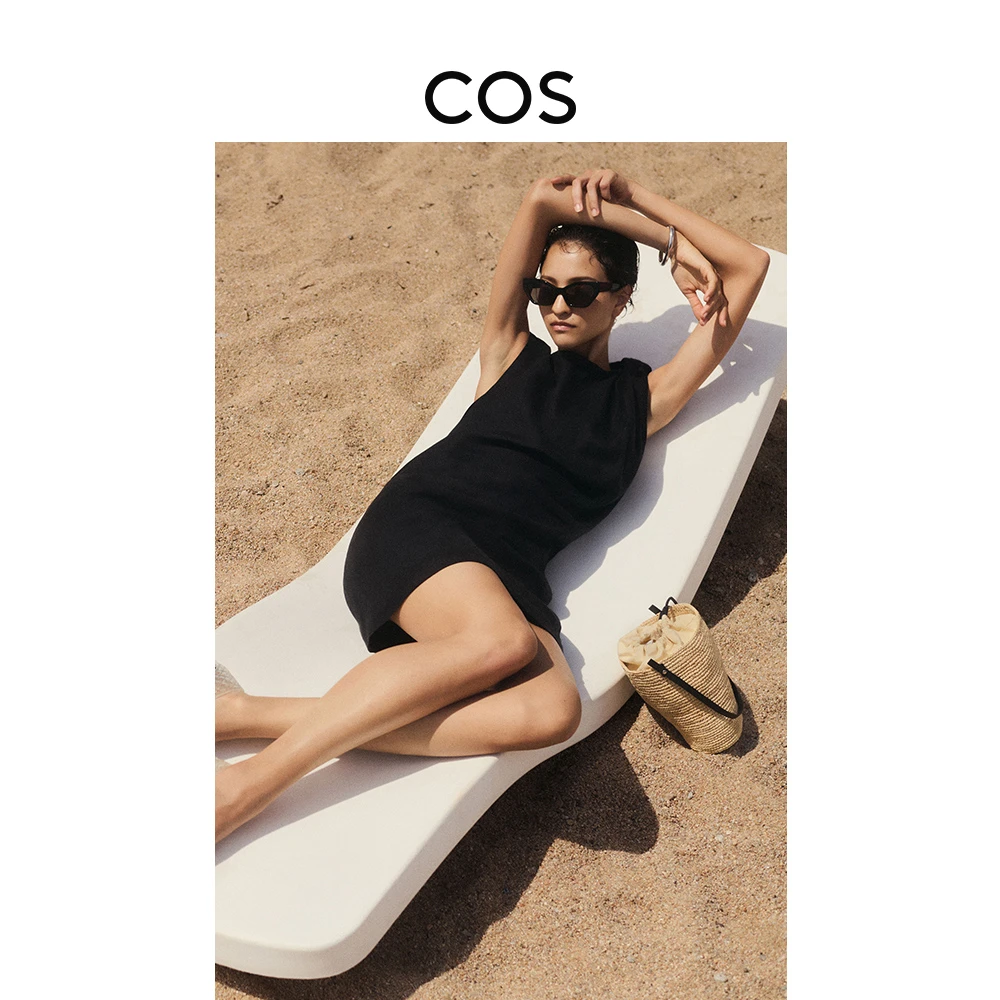 COS女装 标准版型纽结细节亚麻迷你连衣裙2025夏季新品1282678001