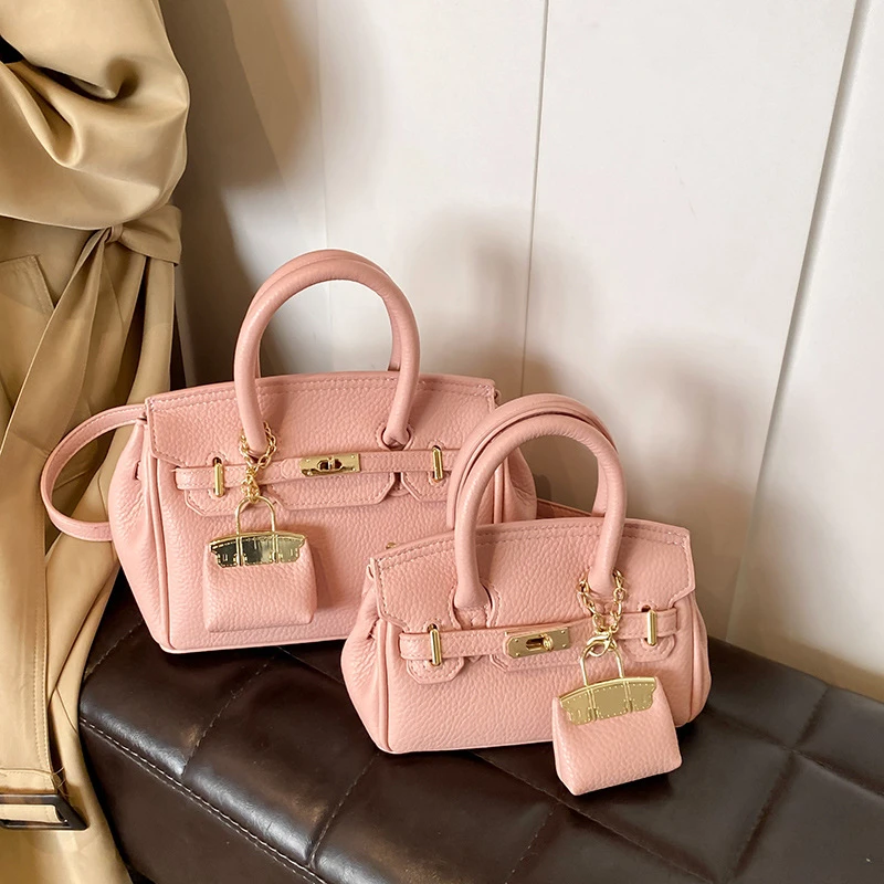 秘密花园～～气质时尚洋气网红多色铂金凯莉手提斜跨包（大号款）