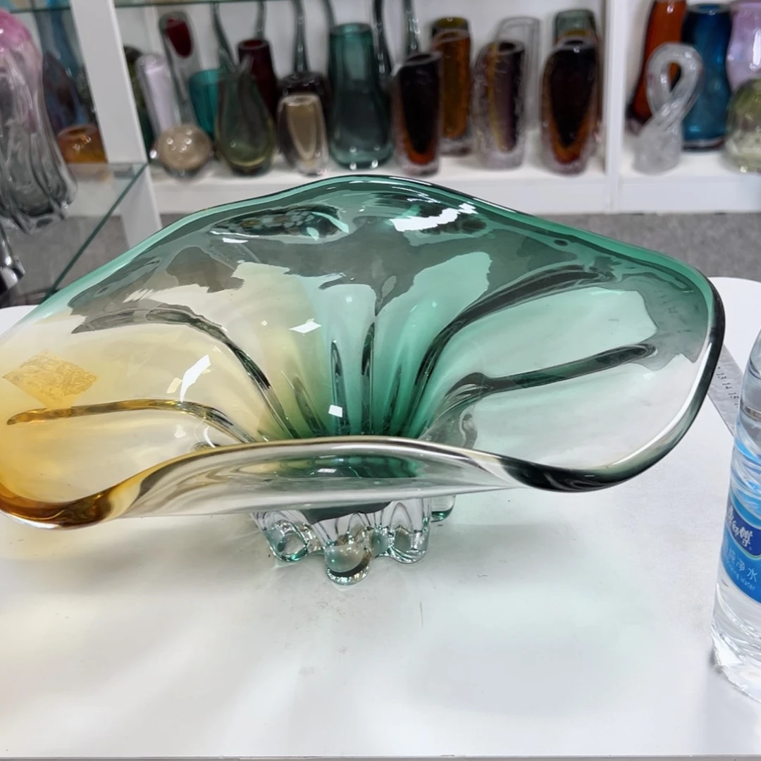 幻彩琉璃花瓶花器纯手工痕迹长38