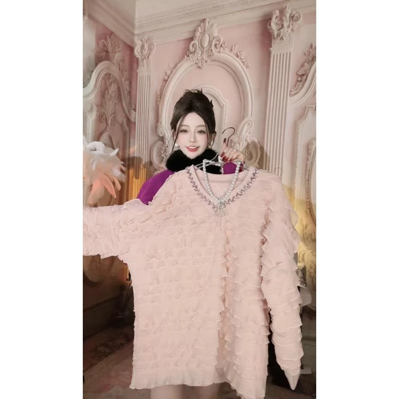 【崔】Z0165潮牌厚款冬季休闲衬衣针织衫百搭设计师蕾丝时尚长袖