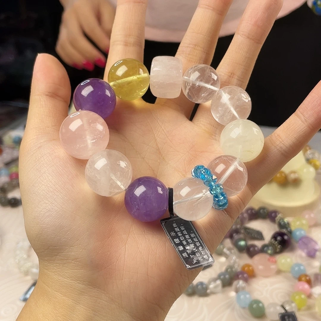 银S925镶嵌手链烟晶