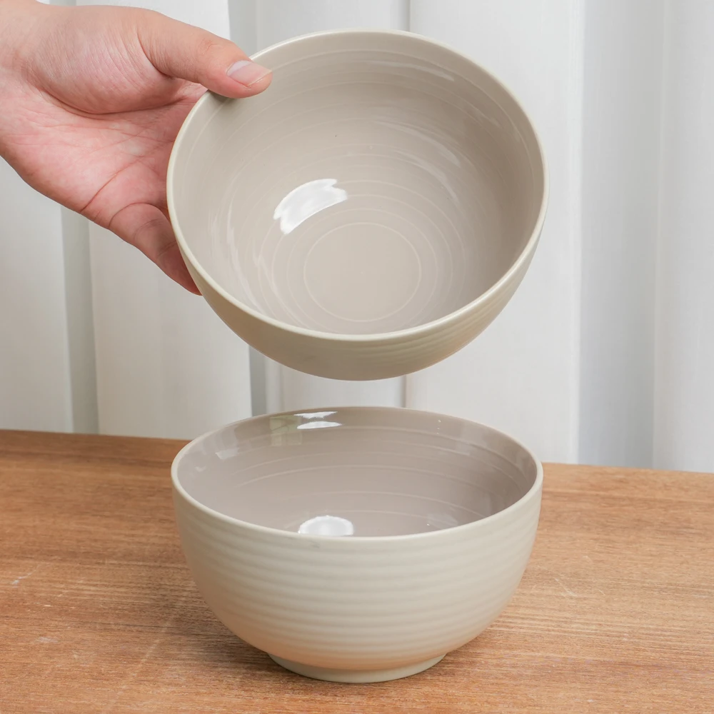 【瑕疵】釉下彩陶瓷碗沙拉碗餐厅高颜值窑变奶茶灰菜碗家用J1D/G2B