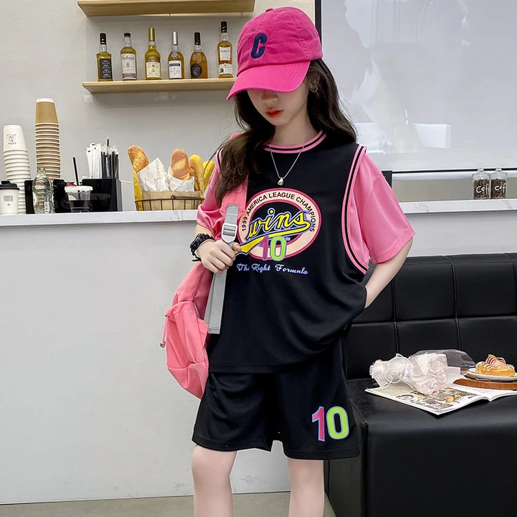 儿童篮球服套装女童速干短袖短裤夏季小孩学生夏装中大童训练球衣