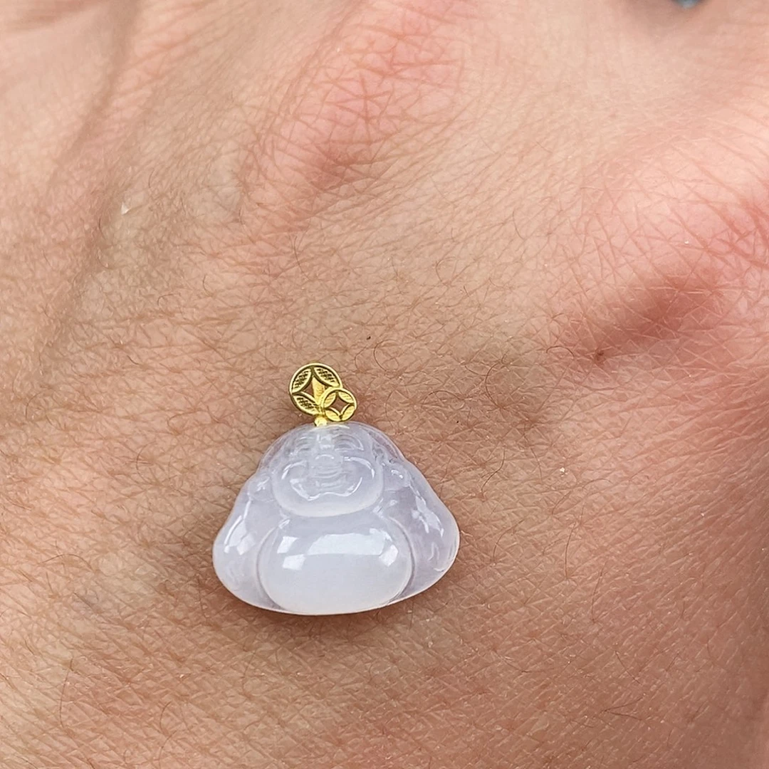 翡翠颈饰18K金镶嵌佛公