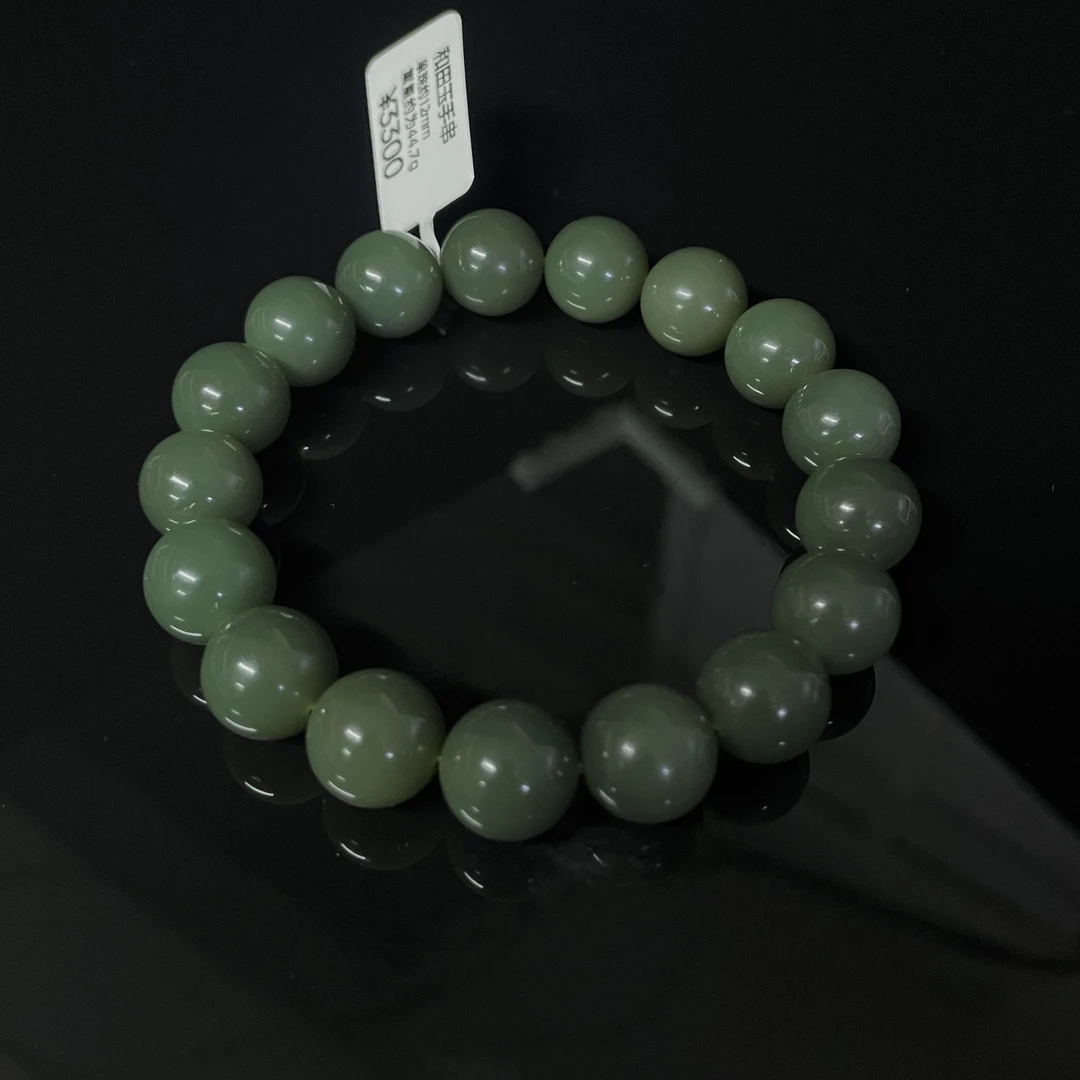 【蛮石】和田玉圆珠手串约卡12mm R10-166