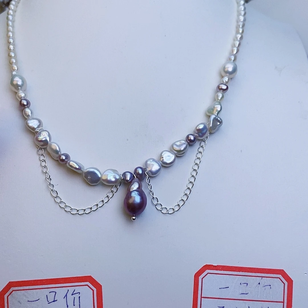 淡水珍珠颈饰银S925镶嵌