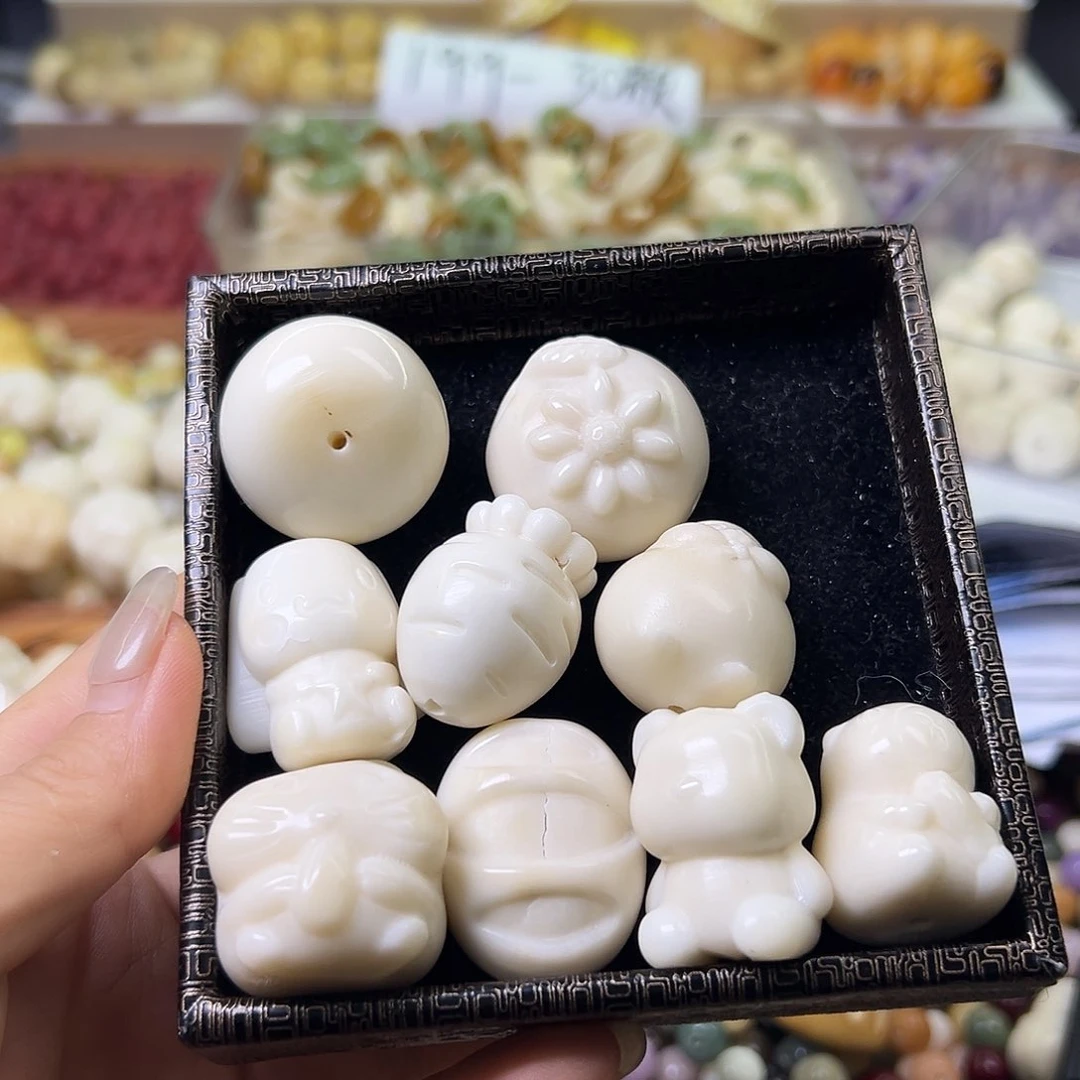 菩提根/象牙果手串瑕疵白大混10颗有裂212