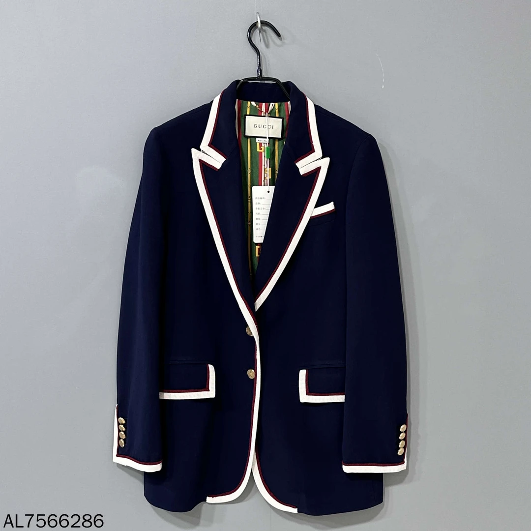 99新 GUCCI/古驰 单排金属纽扣边饰西装外套/99新/44码/66286